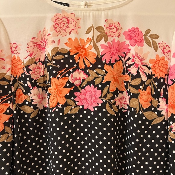 Talbots Black and White Boxy 3/4 Sleeve Blouse - Picture 2 of 6